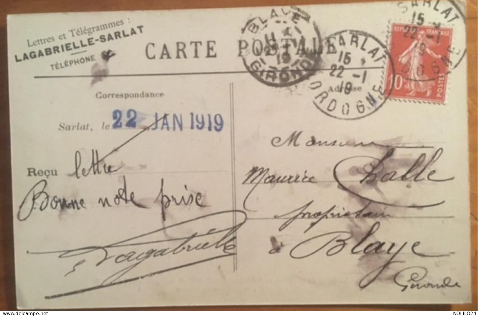 Cpa 24 DOMME Souvenir De La Visite De M.Poincaré Sur La Barre, Cf Verso Lettres Et Télégrammes Lagabrielle-Sarlat - Domme