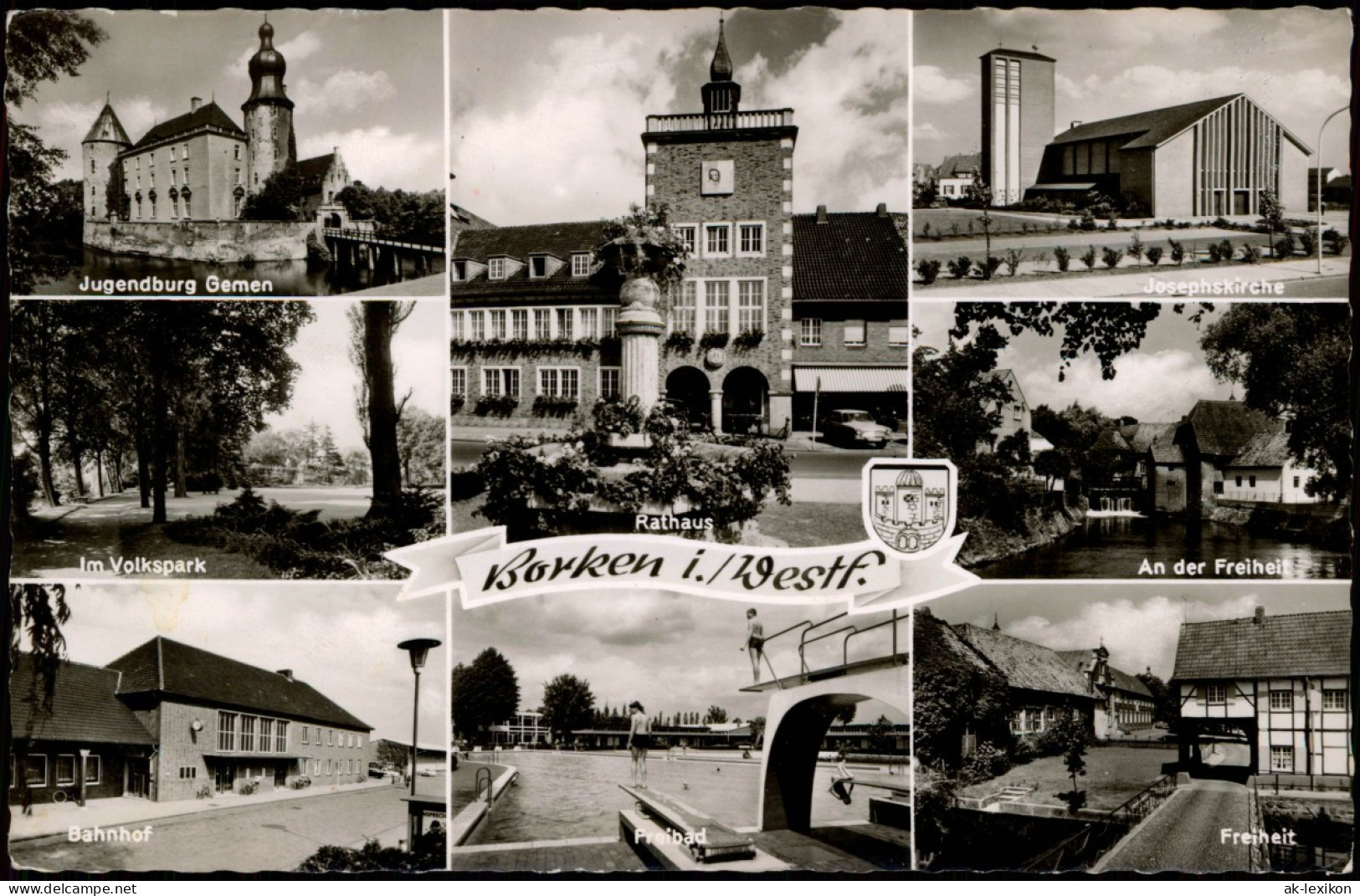 Ansichtskarte Borken (Westfalen) Jugendburg Gemen Im Volkspark Bahnhof MB 1961 - Borken