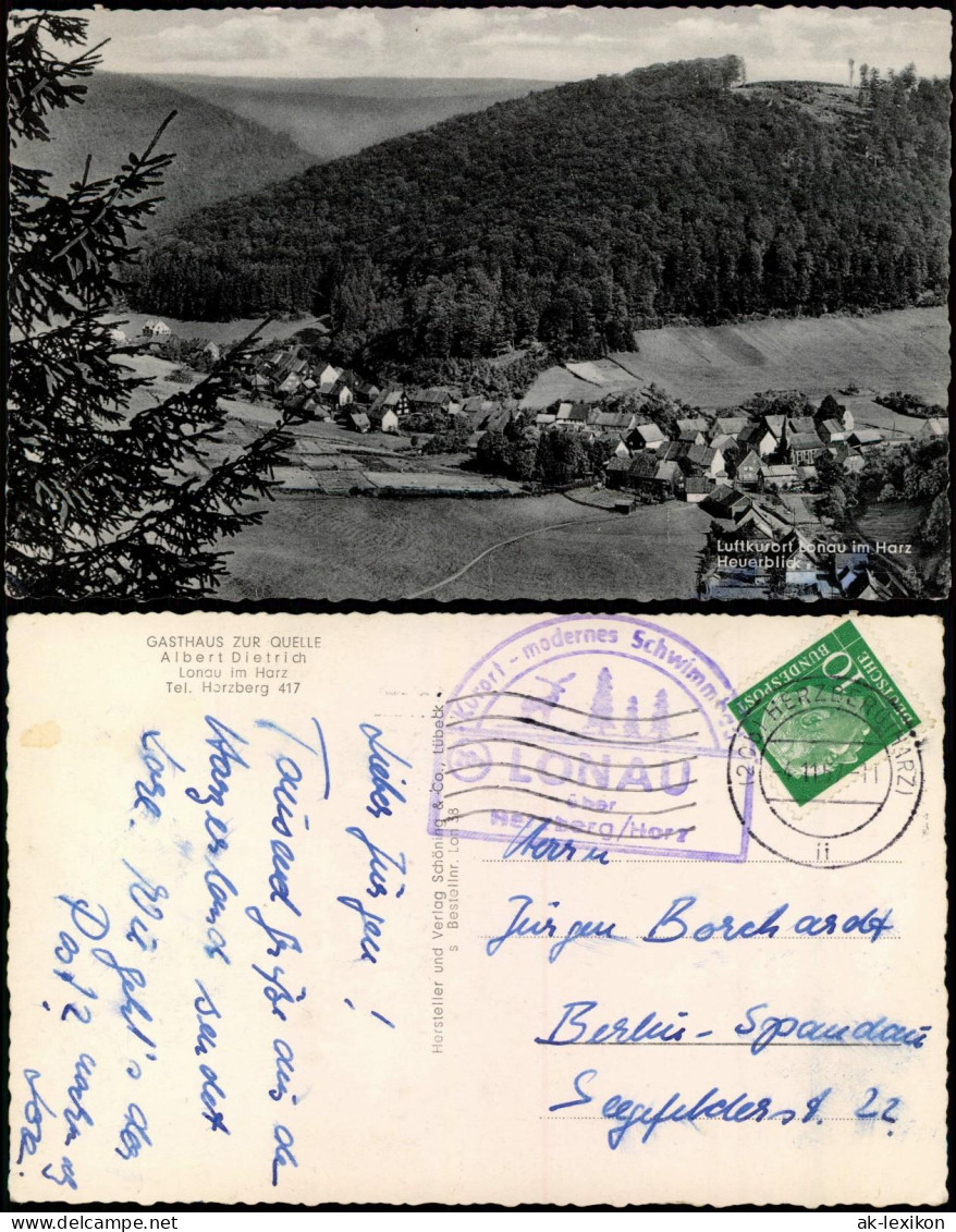 Ansichtskarte Lonau-Herzberg (Harz) Blick Auf Die Stadt 1957 - Herzberg