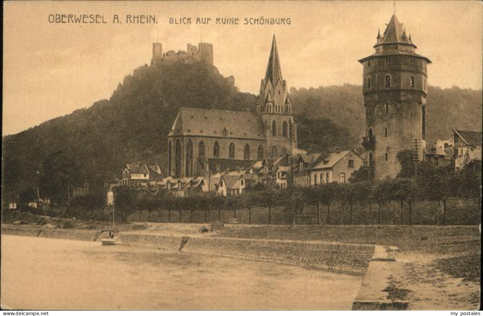 41306881 Oberwesel Rhein Blick Auf Ruine Schoenburg Oberwesel - Oberwesel