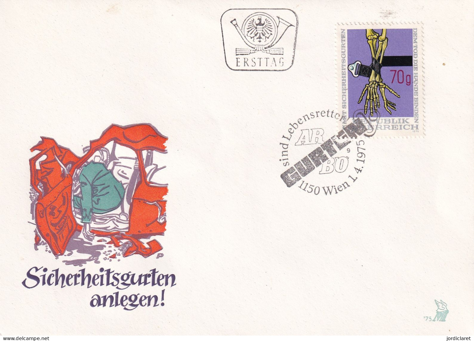 FDC  AUSTRIA 1975 - Accidentes Y Seguridad Vial