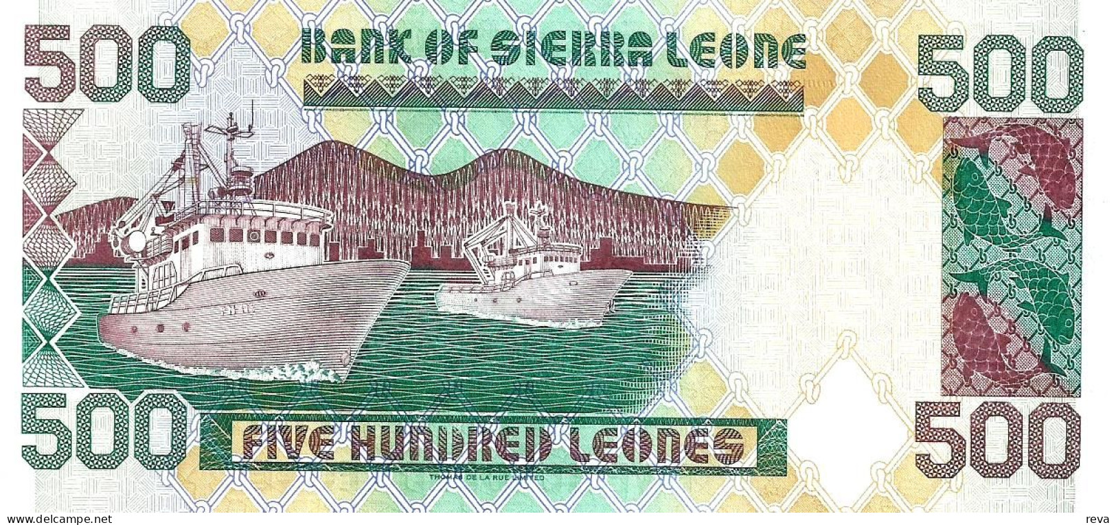 SIERRA LEONE 500 LEONE GREEN MAN FRONT SHIP BACK DATED 01-03-2003 UNC P.? READ DESCRIPTION - Sierra Leone