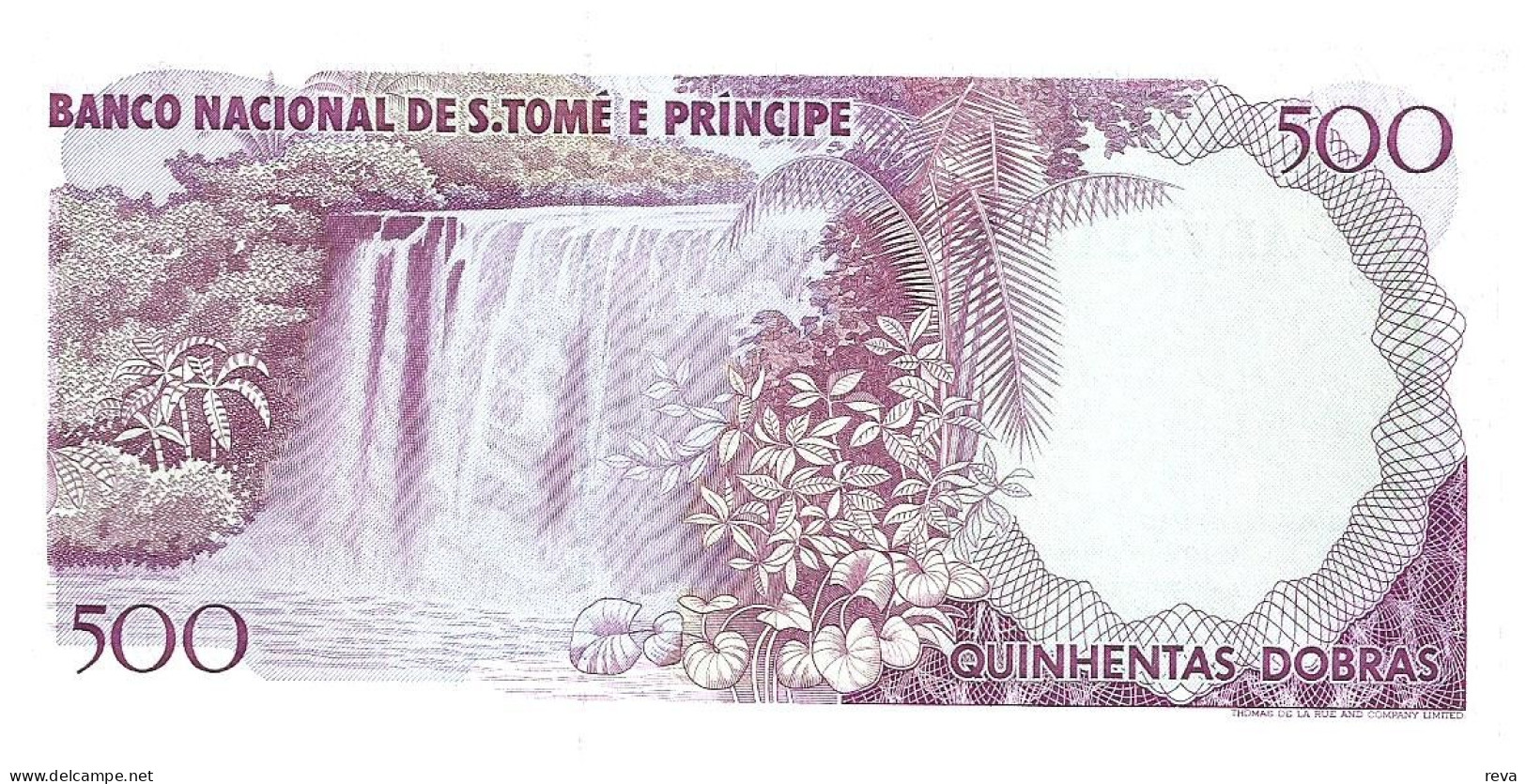 SAO TOME AND PRINCIPE 500 DOBRAS PURPLE MAN FRONT WATERFALL FLOWERS BACK DATED 04-01-1989 UNC P.? READ DESCRIPTION - San Tomé Y Príncipe