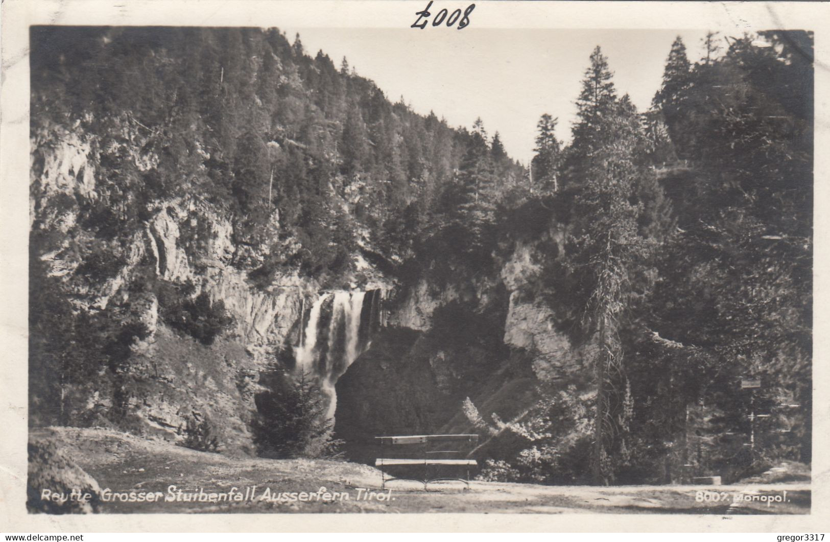 E3195) REUTTE - Grosser Stuibenfall Mit Bankerl Davor - AUSSERFERN Tirol - Tolle Alte FOTO AK - Reutte