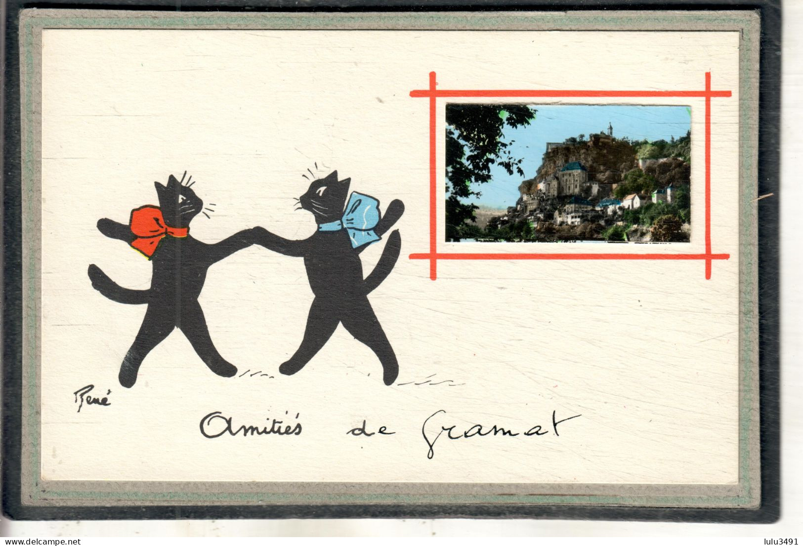 CPA - GRAMAT (46) - Carte D'Illustrateur ( René ) Avec Photo Encartée Des Années 60 - Amitiés De ... - Gramat
