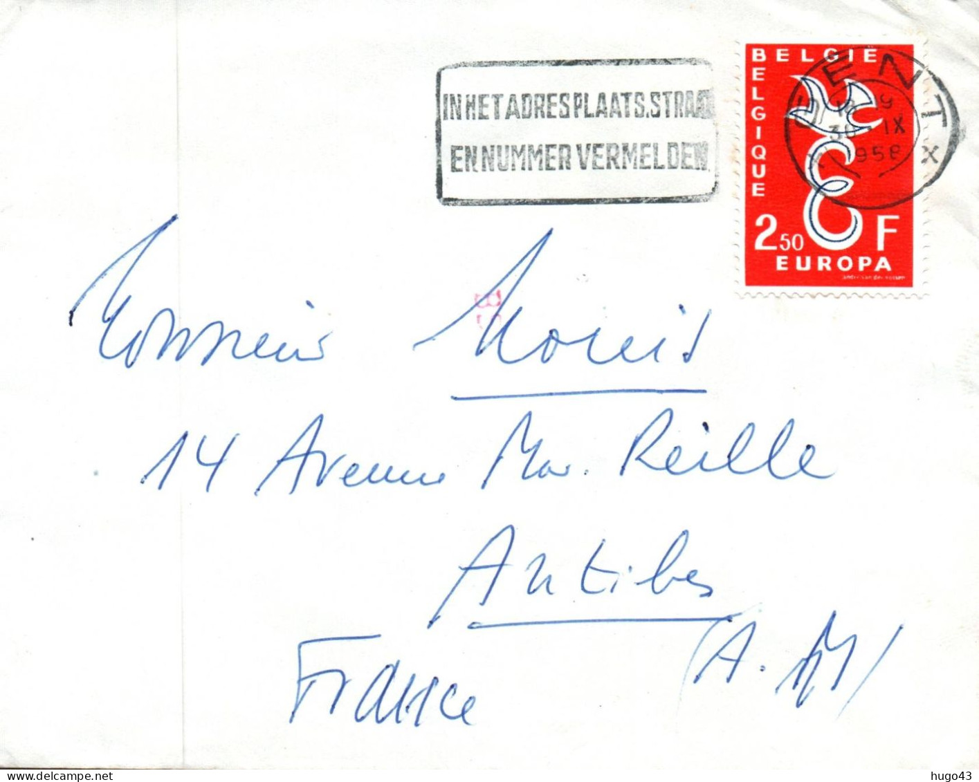 (RECTO / VERSO) ENVELOPPE AVEC TIMBRE EUROPA 1956 - BELGIQUE - BELLE FLAMME - 1956