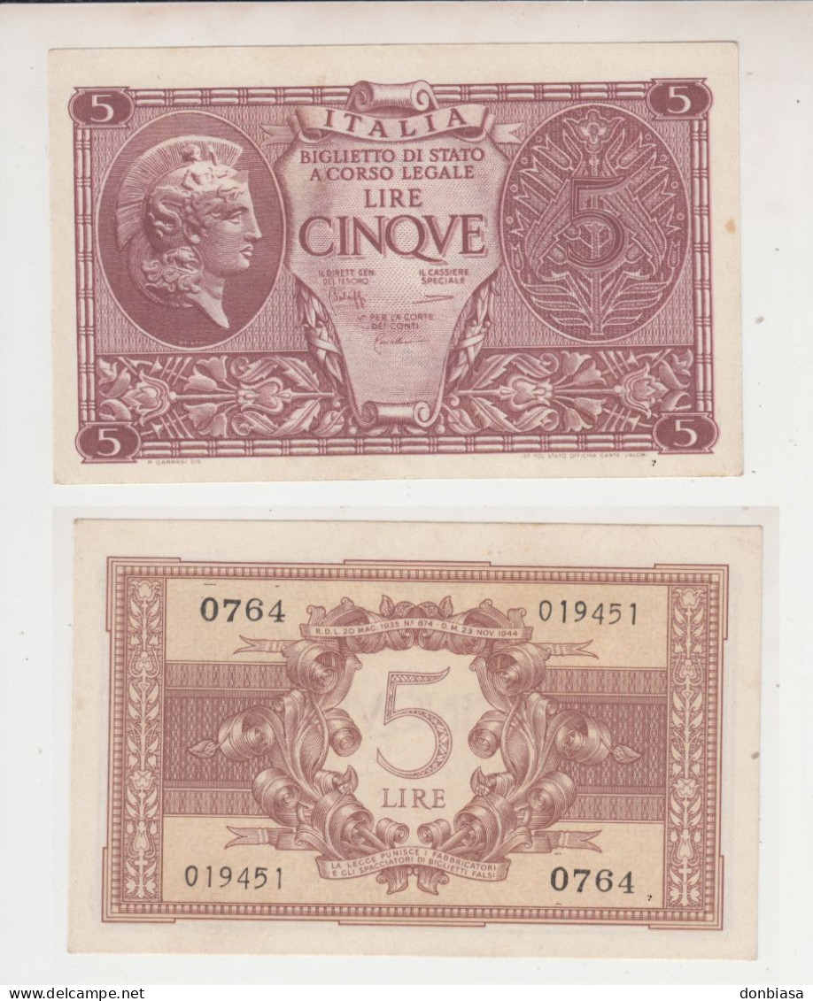 5 Lire Luogotenenza 1944 (bolaffi-cavallaro-giovinco) - QFDS - Regno D'Italia – 5 Lire