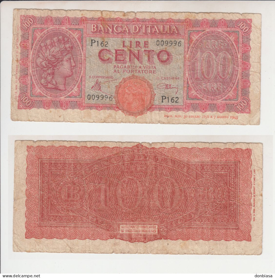 100 Lire Italia Turrita 10/12/1944 (Luogotenenza) - 100 Lire