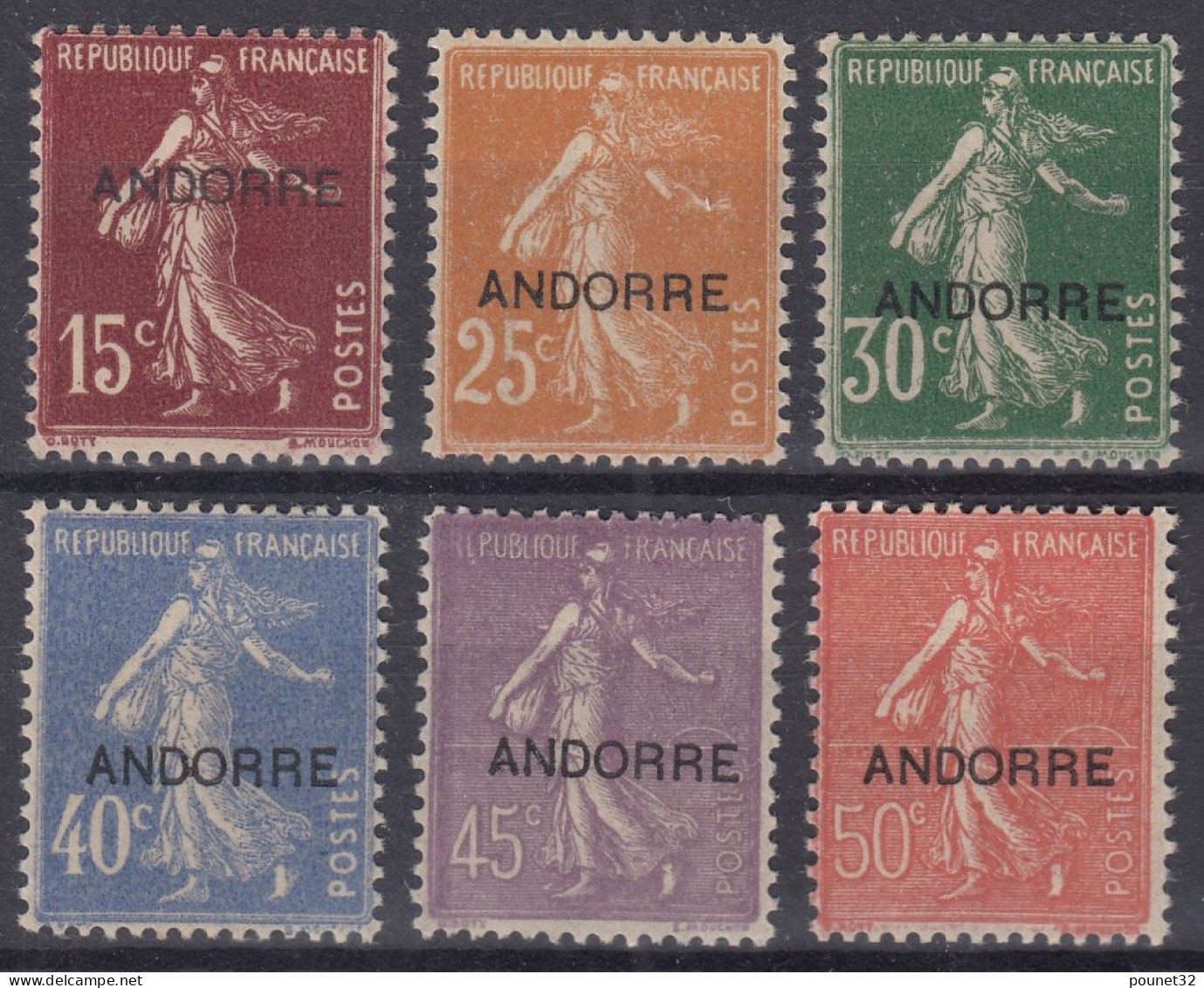 TIMBRE ANDORRE SEMEUSE N° 7 + 9/11 + 14/15 NEUVES * GOMME AVEC TRACE DE CHARNIERE - Neufs