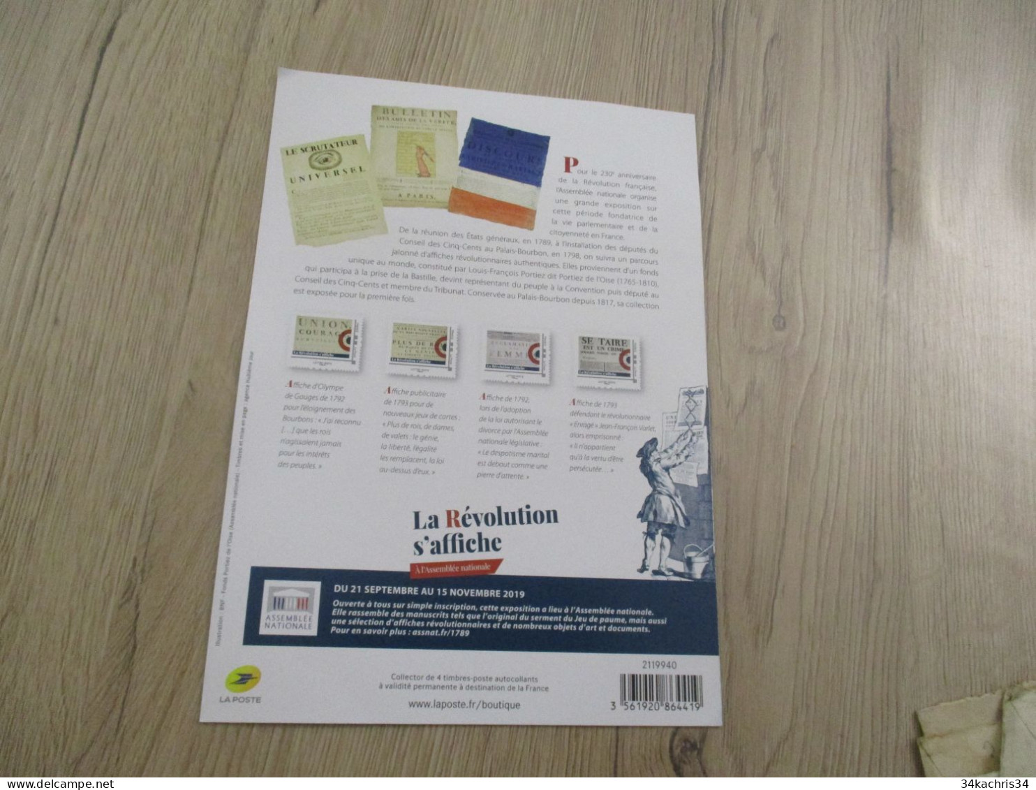 G1 Document Historique La Révolution S'Affiche 2019 Avec 4 TP Adhésifs - 2010-.. Matasellados
