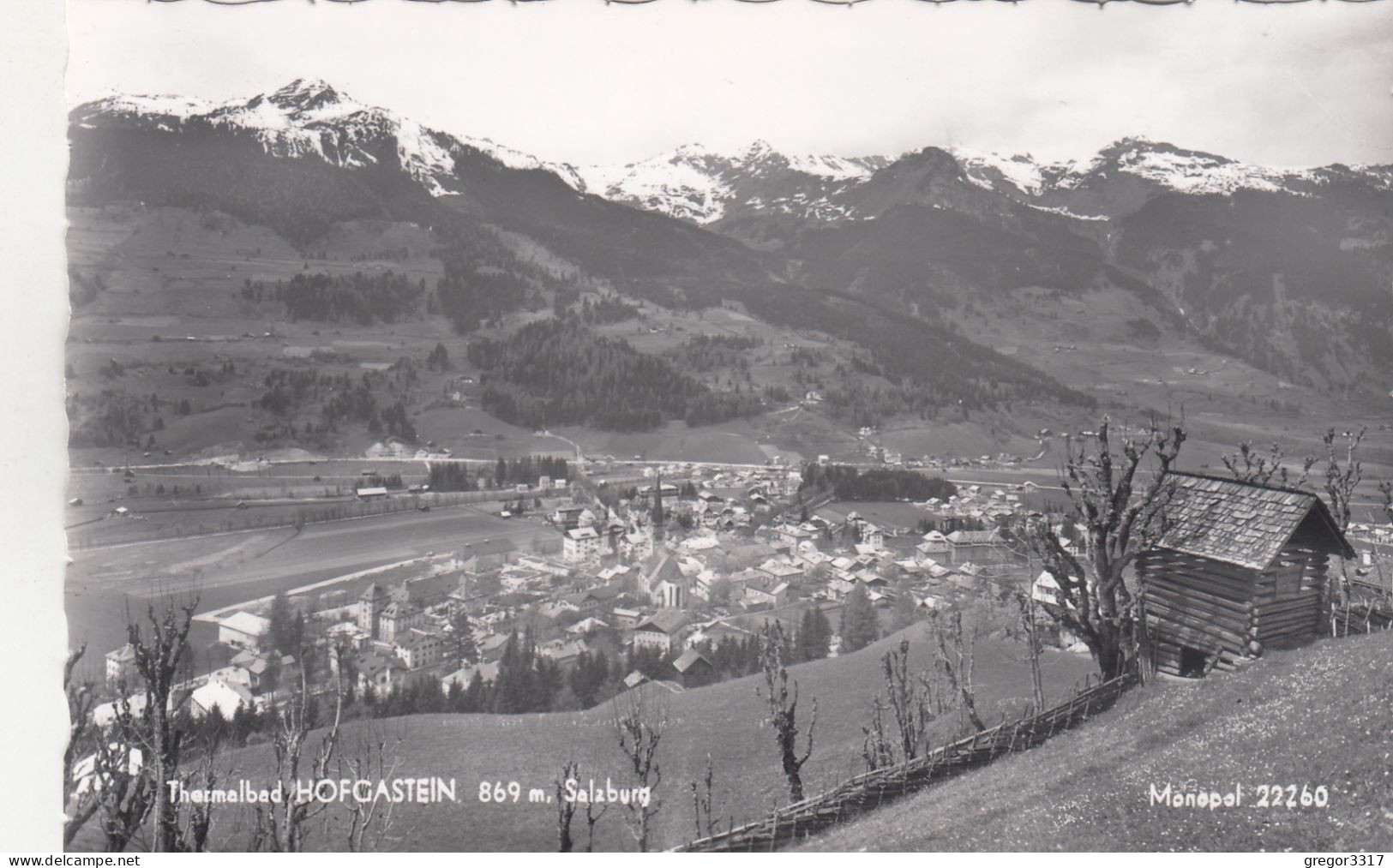 E3244) Thermalbad BAD HOFGASTEIN - Salzburg -  Holzhütteu. Wiese Mit Blick Auf Kirche U. Häuser ALT! - Bad Hofgastein