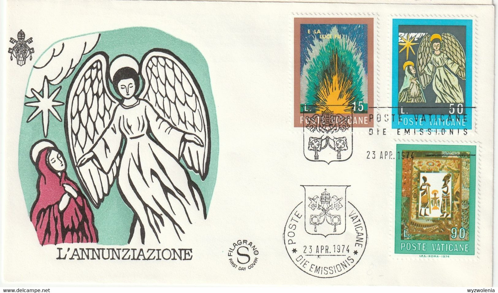 T 681) Vatikan 1974 Mi# 633-634 FDC: UPU Mosaiken Arche Noah, Lamm; Mi# 635-639 FDC: Zeichnungen Licht, Arche, Essen - Lettres & Documents