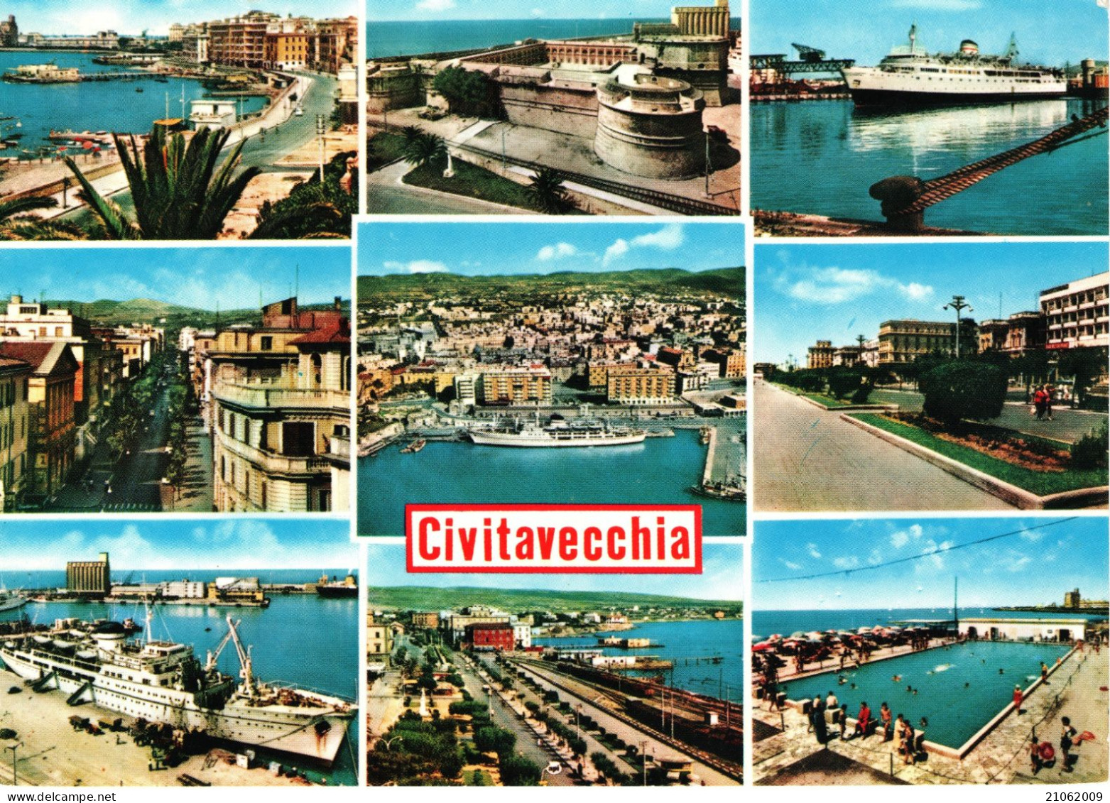 CIVITAVECCHIA - VEDUTINE MULTIVUES -SHIP FERRY MOTONAVE - VIAGGIATA 1966 - Civitavecchia