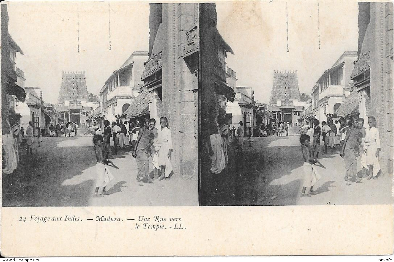 Voyage Aux Indes - Madura - Une Rue Vers Le Temple - Cartoline Stereoscopiche