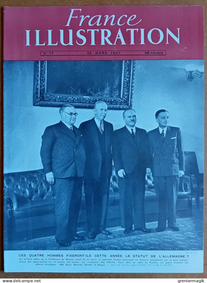 France Illustration N°77 22/03/1947 Conférence De Moscou/Autriche/Grèce Camp Pavlos Melas/Terezin/Inde/Fécamp - Testi Generali