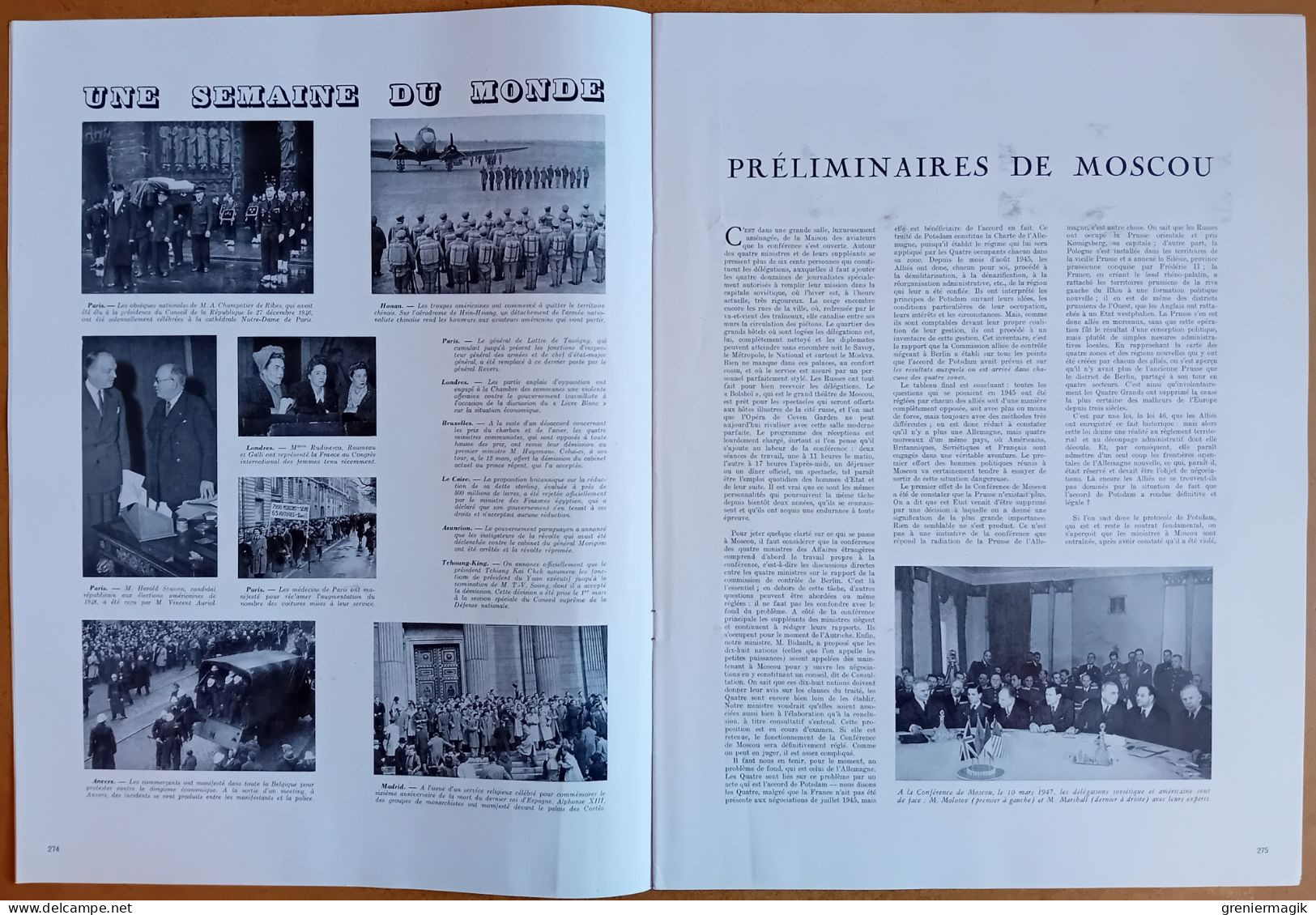 France Illustration N°77 22/03/1947 Conférence De Moscou/Autriche/Grèce Camp Pavlos Melas/Terezin/Inde/Fécamp - Testi Generali