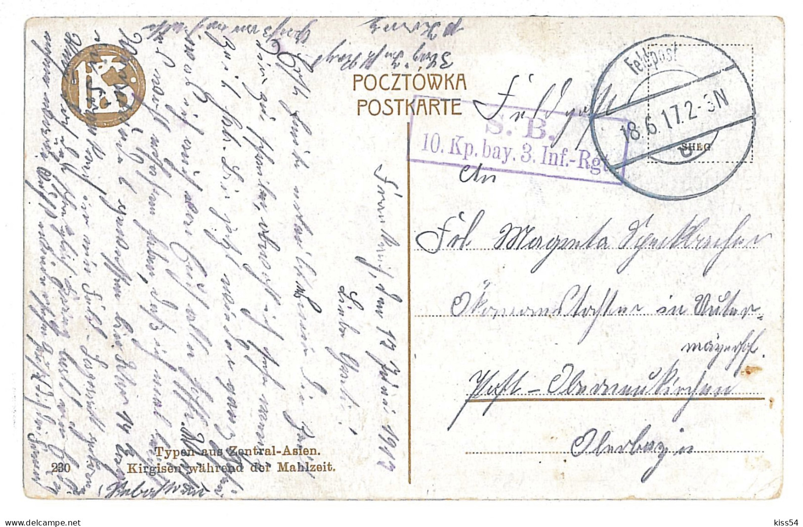 KYR 1 - 10082 KIRKIZ, Ethnic From Central Asian, Kyrgyzstan - Old Postcard, CENSOR - Used - 1917 - Kirghizistan