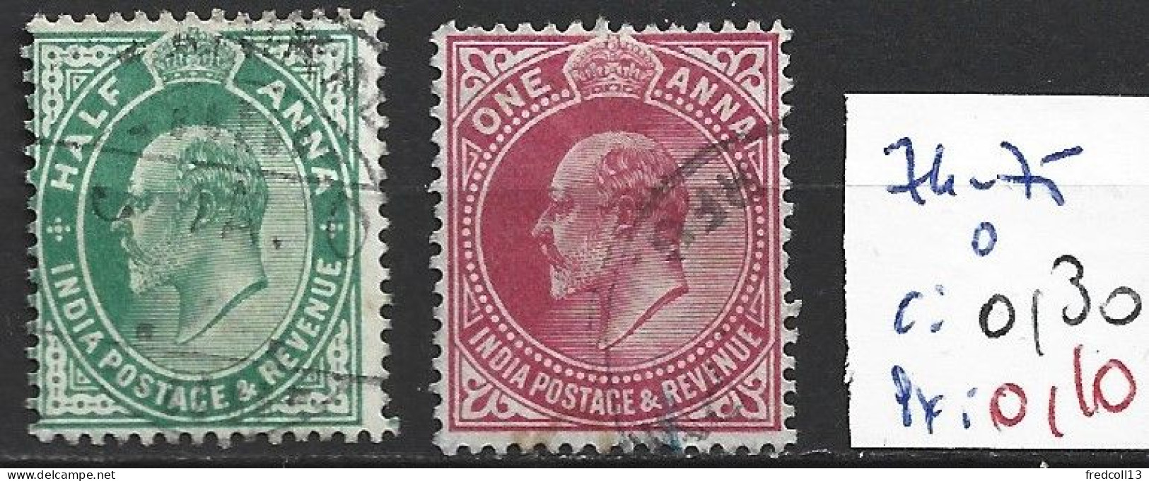 INDE ANGLAISE 74-75 Oblitérés Côte 0.30 € - 1902-11  Edward VII