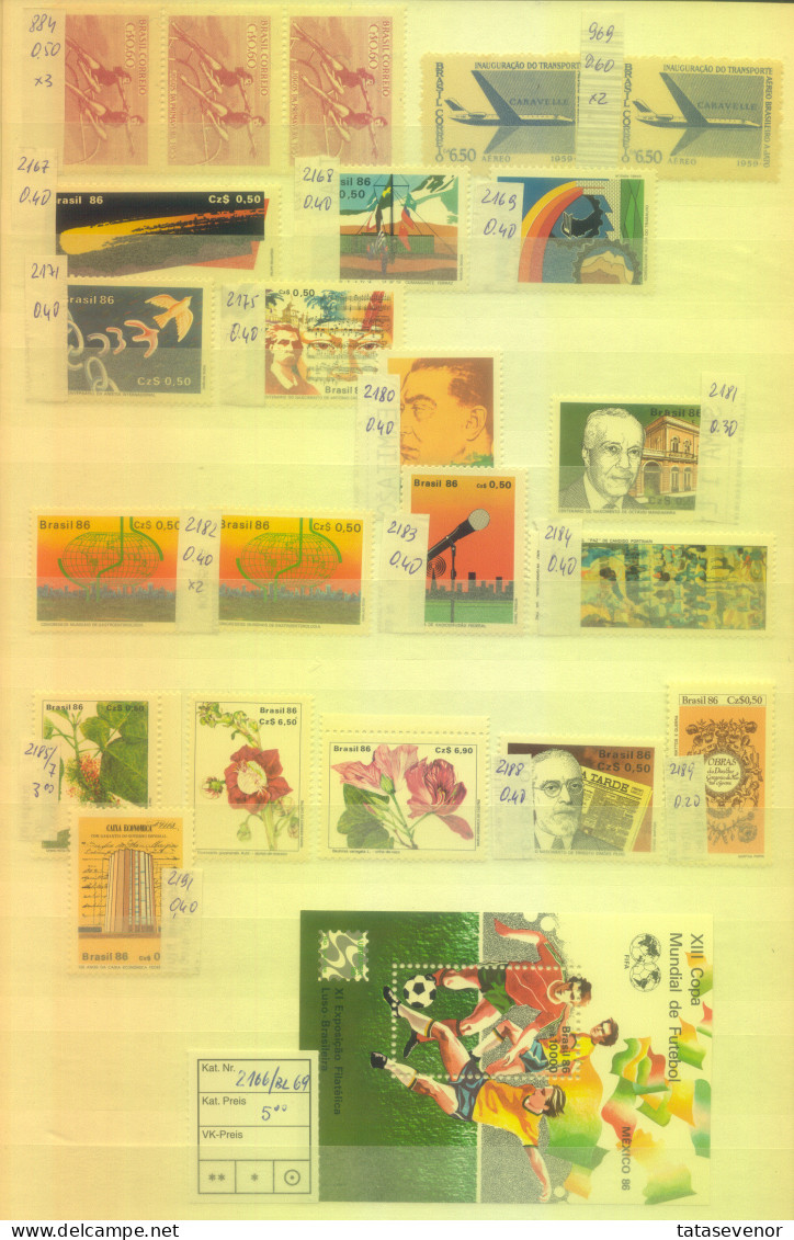 BRAZIL Sellection With Some Duplication 1986-1993 MNH - Collections (sans Albums)