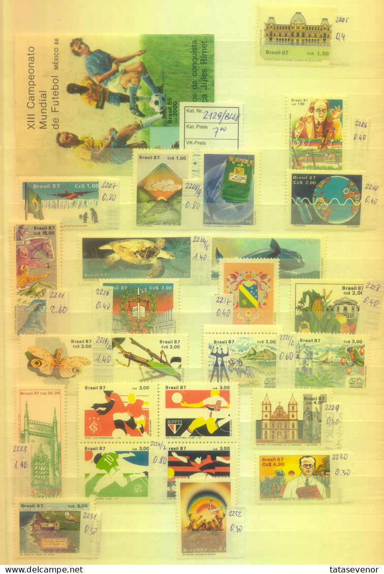 BRAZIL Sellection With Some Duplication 1986-1993 MNH - Collections (sans Albums)