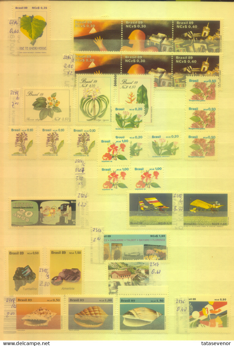 BRAZIL Sellection With Some Duplication 1986-1993 MNH - Collections (sans Albums)