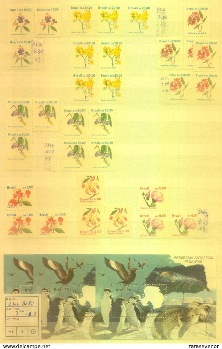 BRAZIL sellection with some duplication 1986-1993 MNH