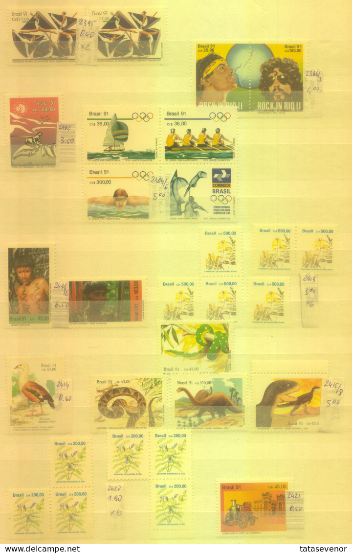 BRAZIL sellection with some duplication 1986-1993 MNH