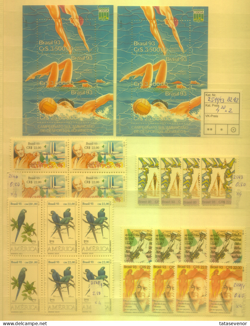 BRAZIL sellection with some duplication 1986-1993 MNH