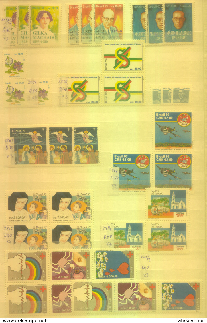 BRAZIL sellection with some duplication 1986-1993 MNH