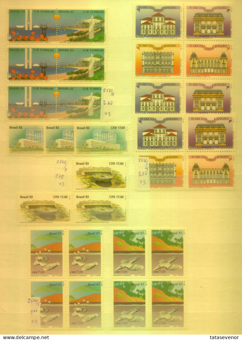 BRAZIL sellection with some duplication 1986-1993 MNH