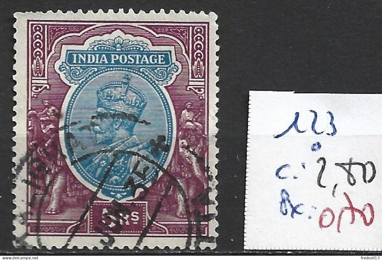 INDE ANGLAISE 123 Oblitéré Côte 2.80 € - 1911-35 Koning George V