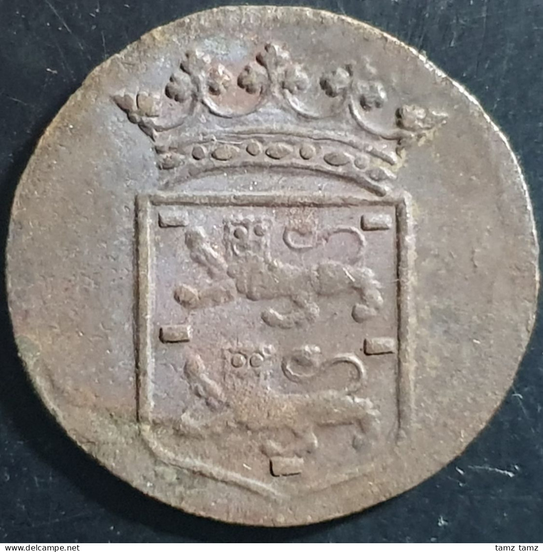 Netherlands East Indies VOC West Friesland Indonesia 1 One Duit 1747 Rooster Mintmark - Indonesië