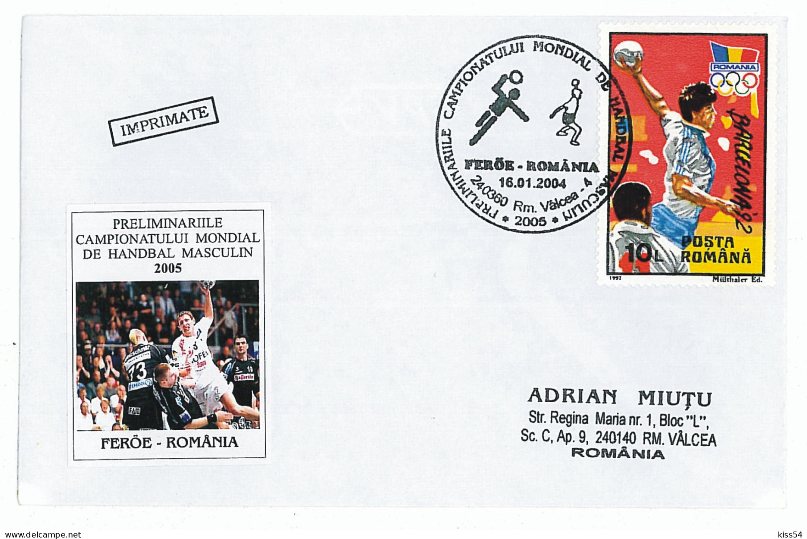 COV 991 - 390 Handball, World Handball Championship, FEROE-ROMANIA, Romania  - Cover - Used - 1999 - Pallamano