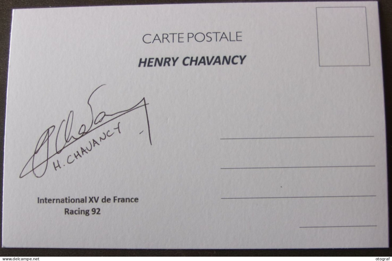 Henry CHAVANCY - Dédicace - Hand Signed - Autographe Authentique - Rugby