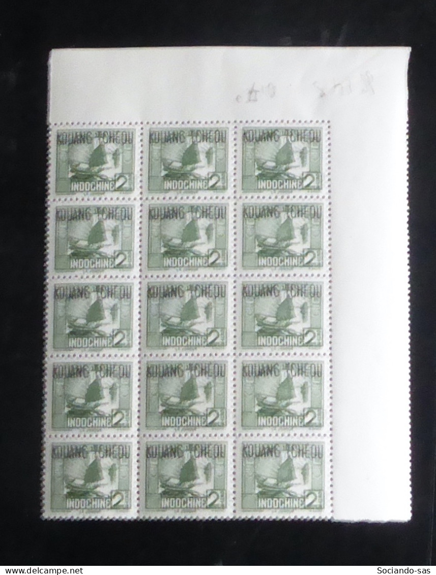 KOUANG-TCHEOU - 1942-44 - N°YT. 143 - Jonque 2c Vert - Bloc De 15 Bord De Feuille - Neuf Luxe** / MNH - Unused Stamps
