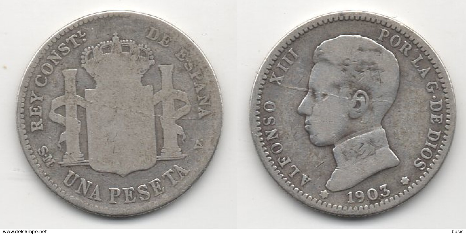 +  ESPAGNE    + 1 PESETA 1903 + - Münzen Der Provinzen