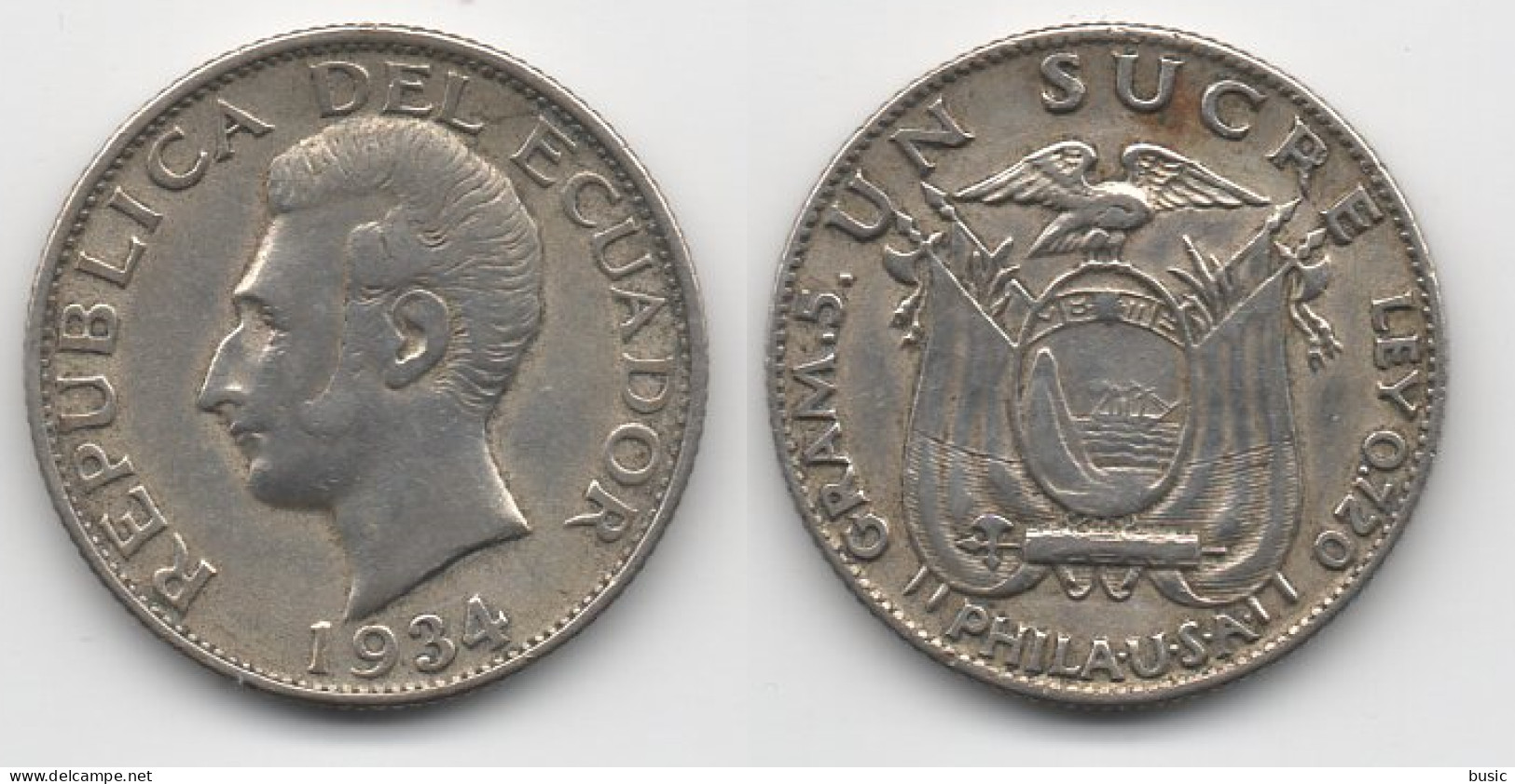 +  EQUATEUR    + 1 SUCRE 1934 + - Ecuador