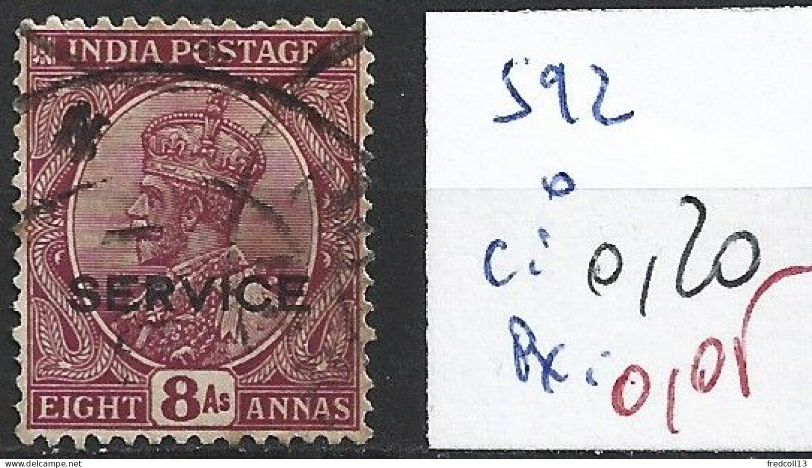 INDE ANGLAISE SERVICE 92 Oblitéré Côte 0.20 € - 1911-35 Koning George V