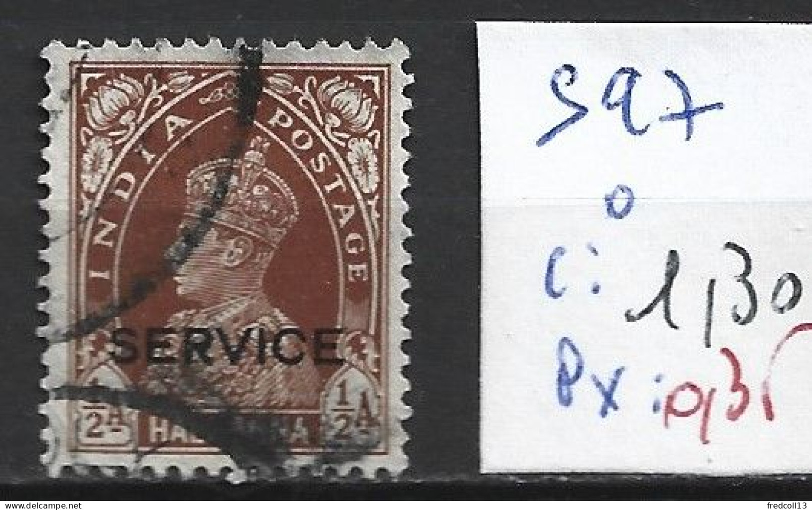 INDE ANGLAISE SERVICE 97 Oblitéré Côte 1.30 € - 1936-47 King George VI
