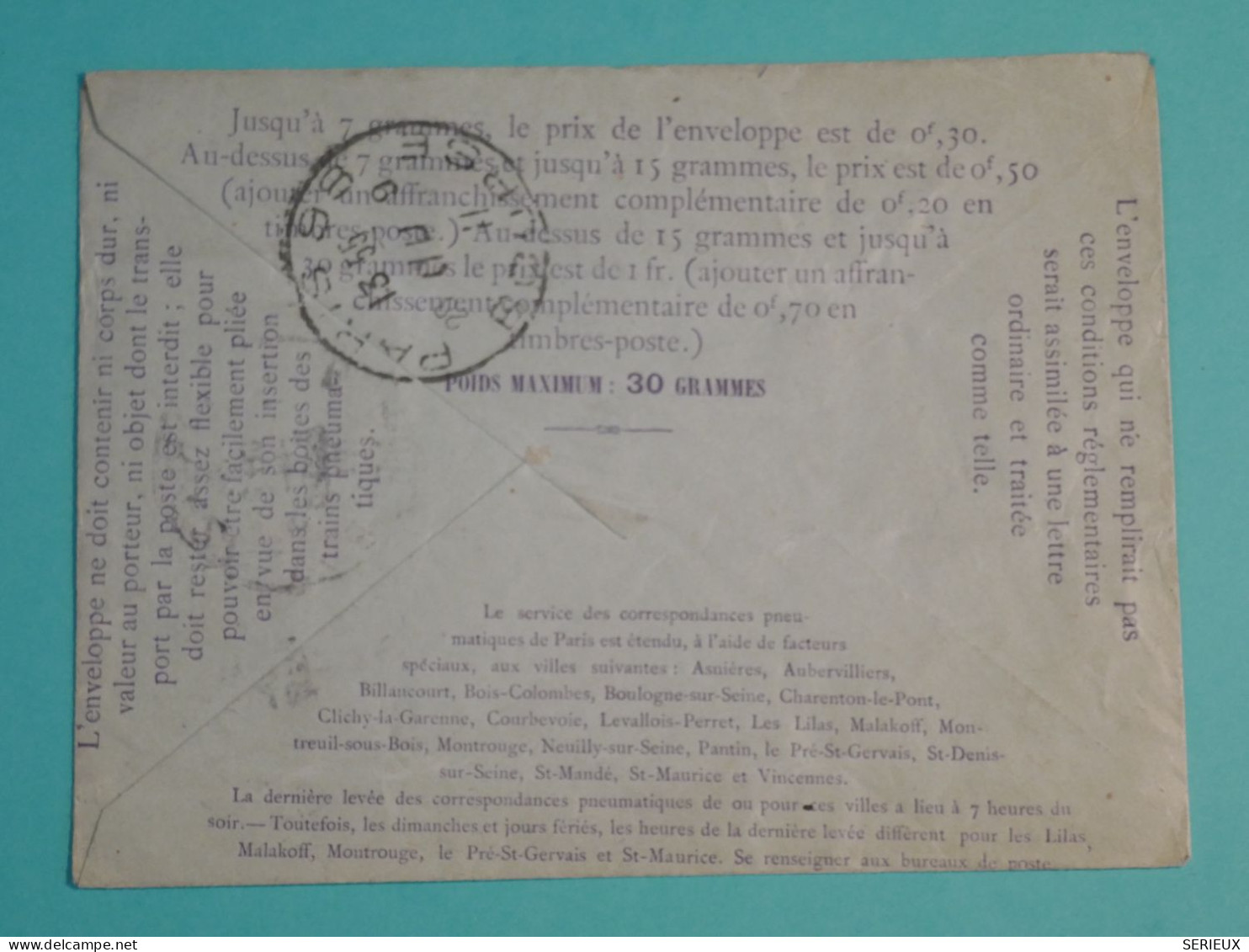 DH20 FRANCE  BELLE  CARTE PNEUMATIQUE  PARIS 1941    ++TELEGRAPHE   ++AFF.  PLAISANT++++++ - Telegraph And Telephone