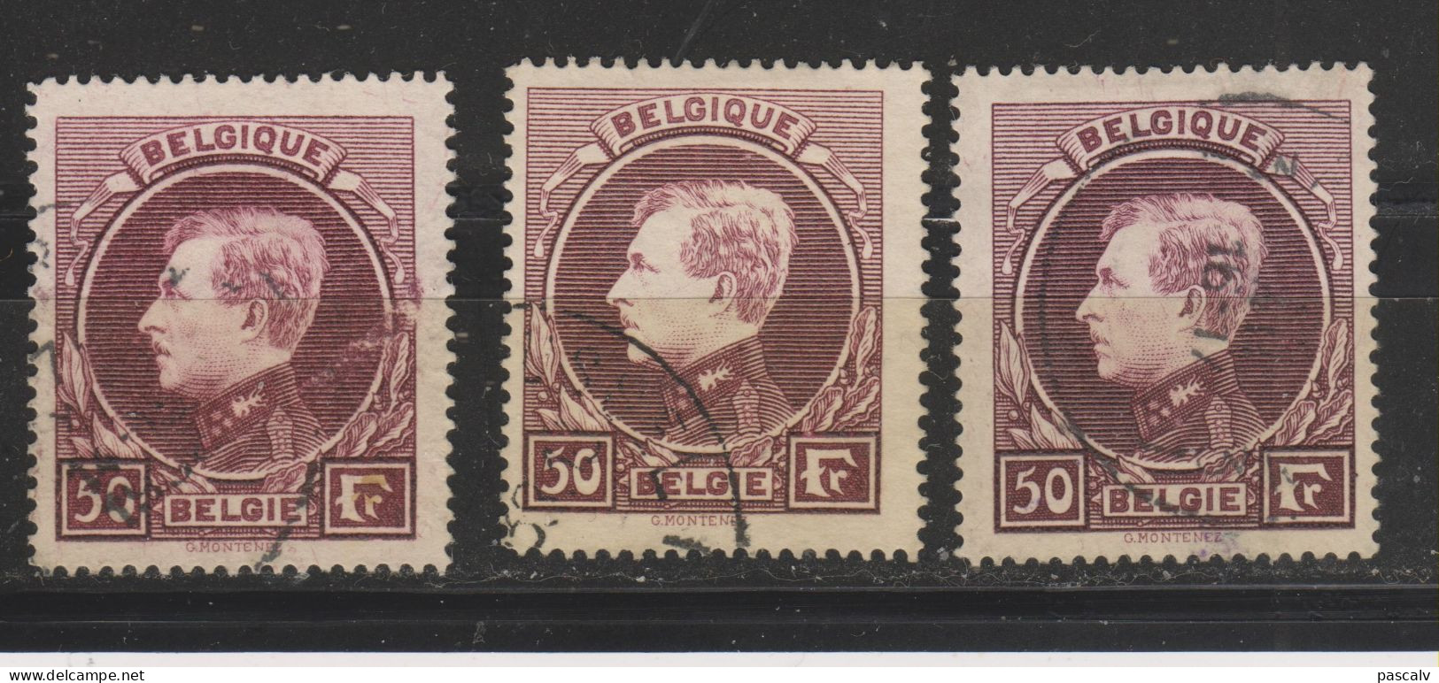 COB 291 A-B-C Trois Nuances Oblitérés Dentelés 14 X 14 1/2 - 1929-1941 Groot Montenez