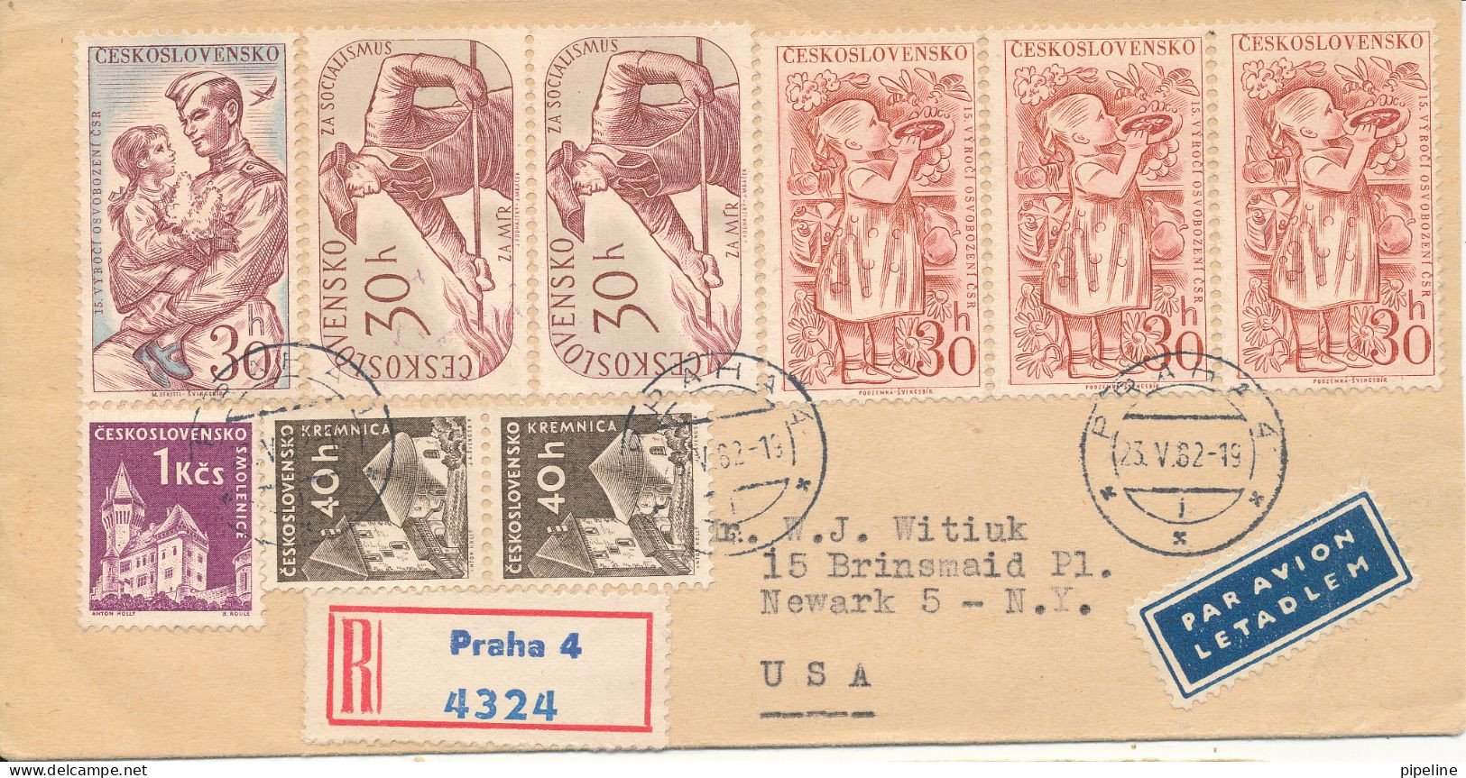 Czechoslovakia Registered Cover Sent To USA Praha 23-5-1962 With A Lot Of Stamps - Brieven En Documenten