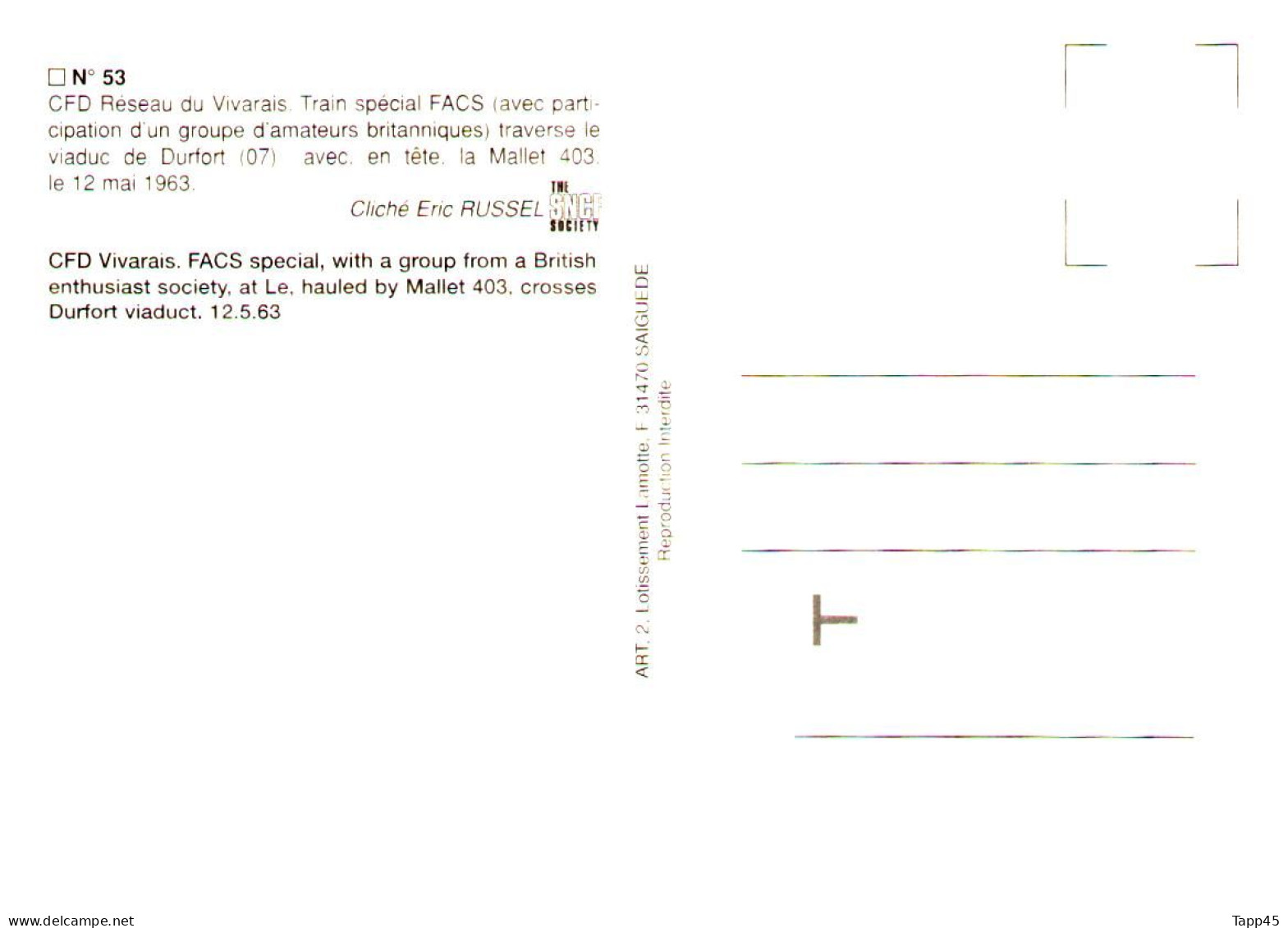 Carte Postale >3 Catégories > Trains Vapeur 8 H 44 >Trains Mécanique 8 H 45 >Trains Électrique 8 H 46 > Réf: T V 20 /22 - Ouvrages D'Art