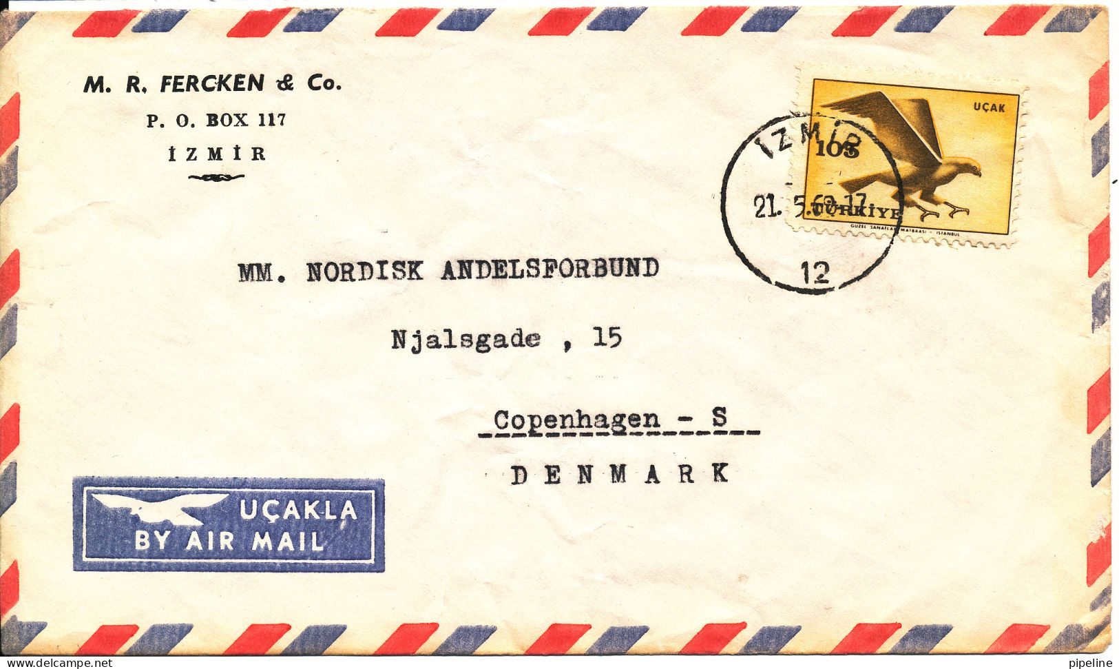 Turkey Air Mail Cover Sent To Denmark 21-5-1962 Folded Cover - Poste Aérienne