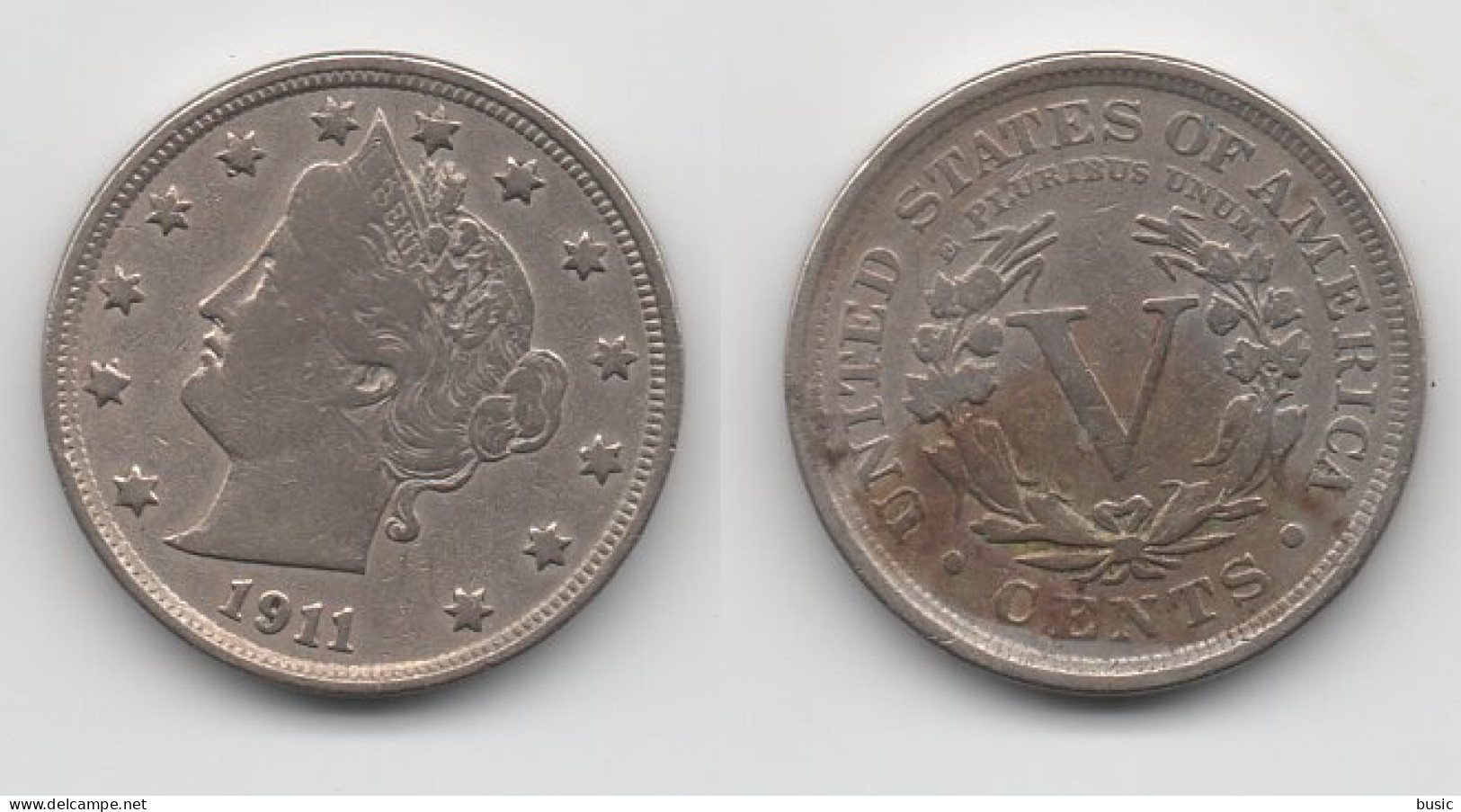 +  ETATS UNIS  +    5 CENT 1911   + - 1883-1913: Liberty (Libertà)