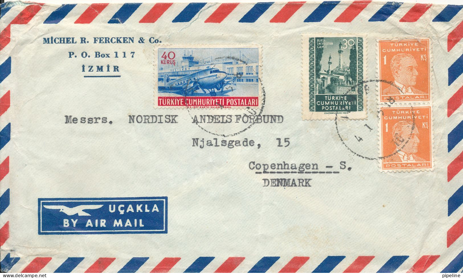 Turkey Air Mail Cover Sent To Denmark Topic Stamps Folded Cover - Luftpost