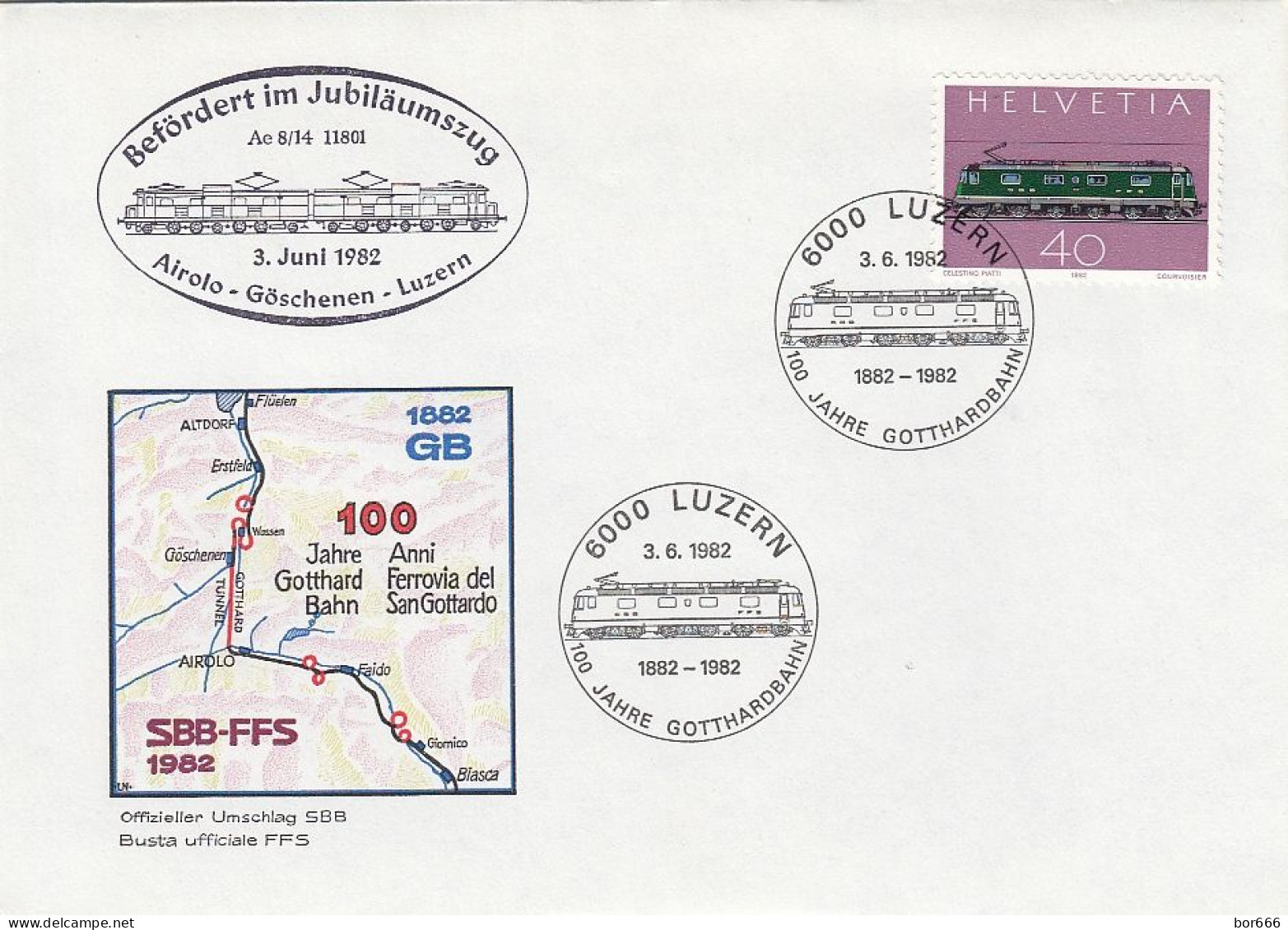 GOOD SWITZERLAND Special Stamped Cover 1982 - Railway / Gotthardbahn 100 - Chemins De Fer