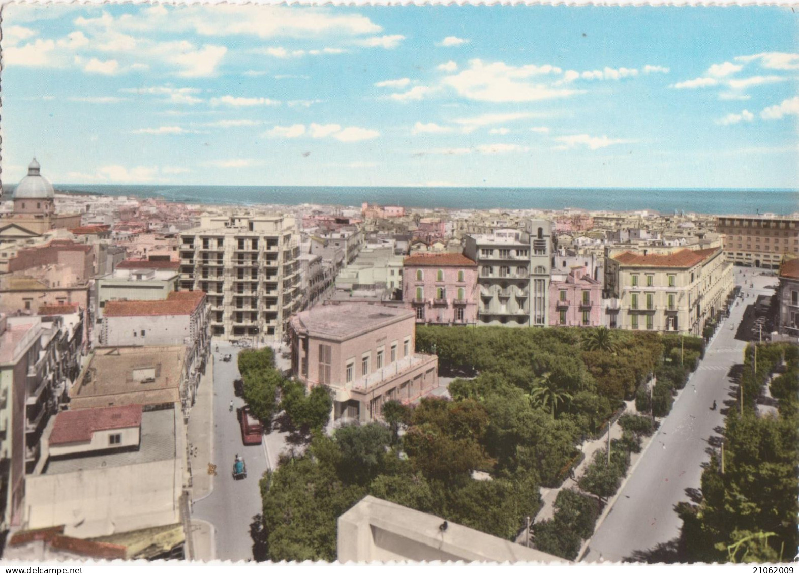 BARLETTA - GIARDINI PUBBLICI E PANORAMA - ACQUERELLATA - V1954 - Barletta