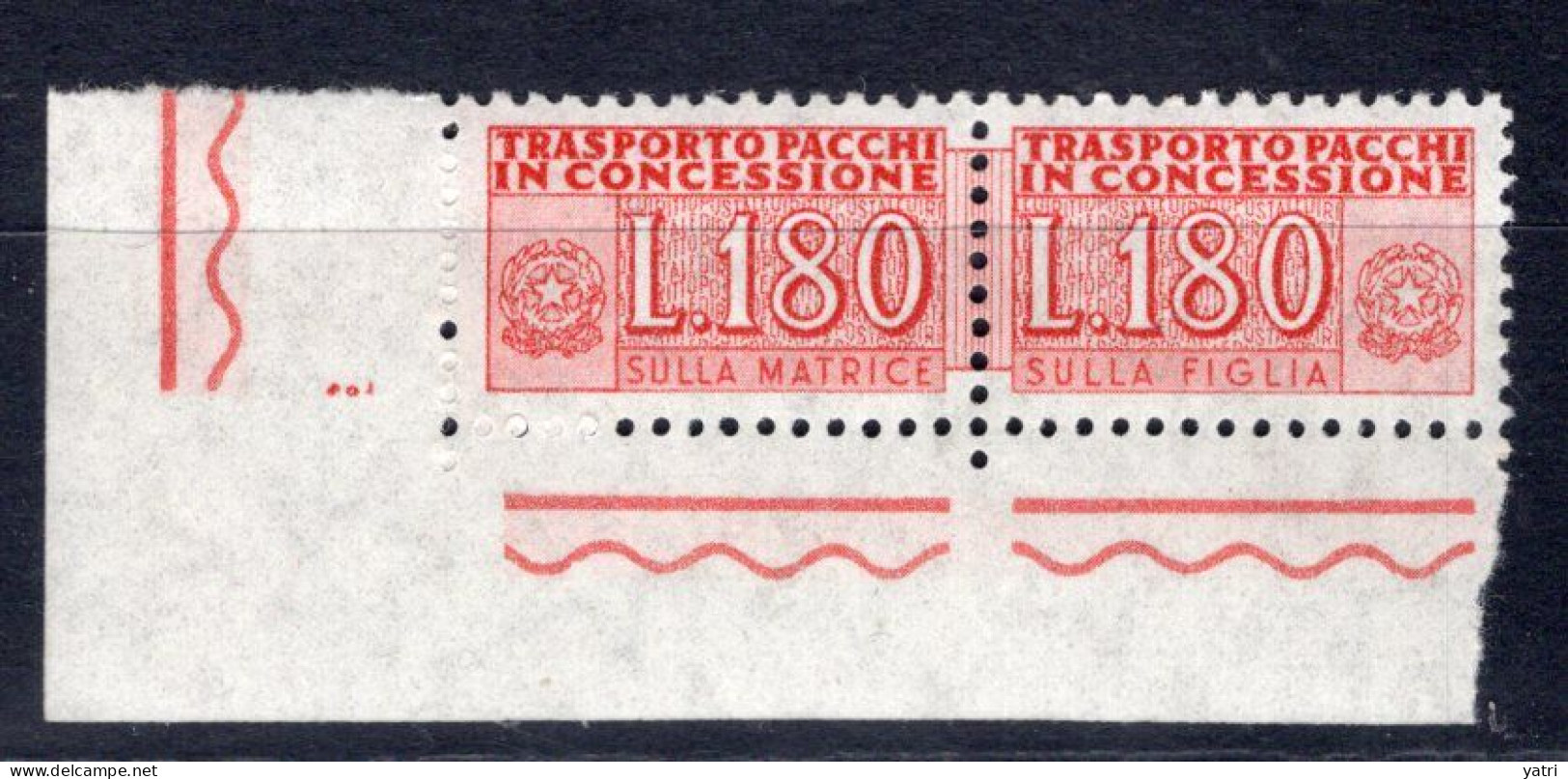 Italia (1966) - Pacchi In Concessione, 180 Lire Fil. Stelle 4° Tipo, Sass. 17 ** - Pacchi In Concessione