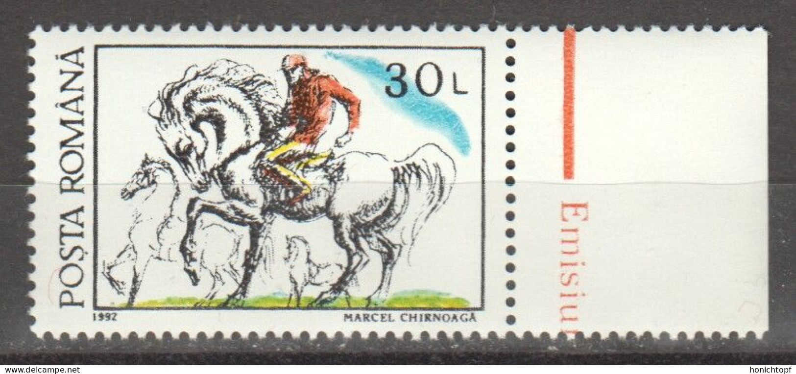 Rumänien; 1992; Michel 4788 **; Pferde, Rand - Ungebraucht